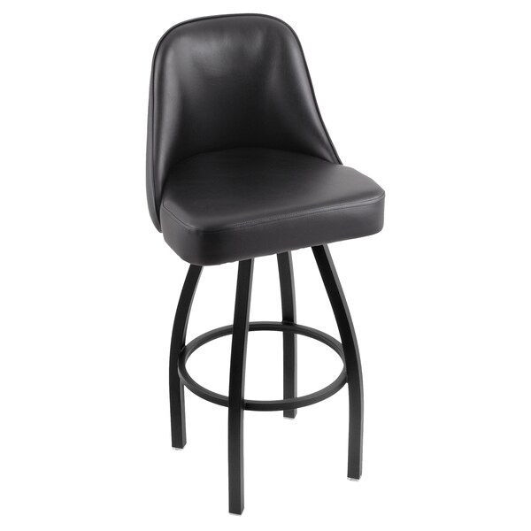 Holland Bar Stool Co Grizzly 30" Swivel Bar Stool, Black Wrinkle, Black Vinyl Seat 84030BWBlkVinyl - main